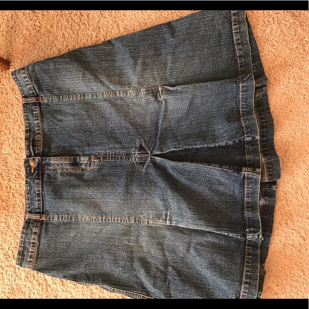 Faded glory denim stretch pleated skirt